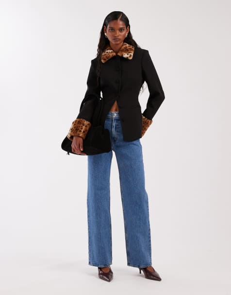 Abercrombie & Fitch - Jean décontracté à taille haute style années 90 - Bleu moyen délavé - view 1