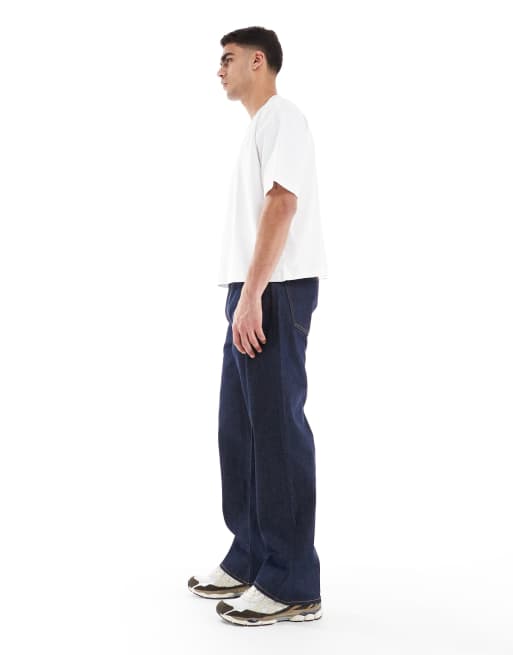 Abercrombie & Fitch - Jean droit ample - Bleu foncé délavé, 3 de 5