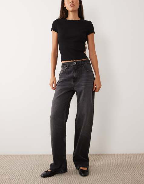 Abercrombie & Fitch jean droit décontracté années 90 en noir délavé - view 1