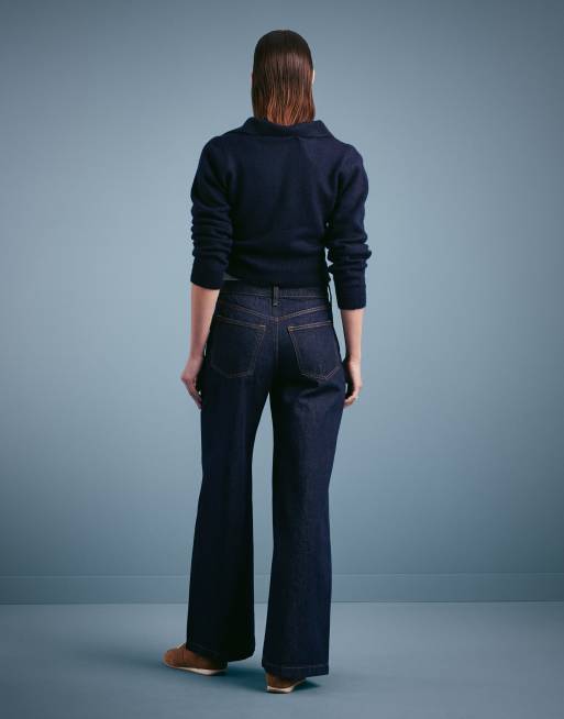 Abercrombie & Fitch - Jean large à taille haute - Bleu indigo, 2 de 5
