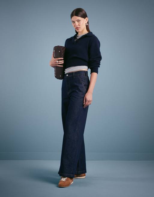 Abercrombie & Fitch - Jean large à taille haute - Bleu indigo, 3 de 5