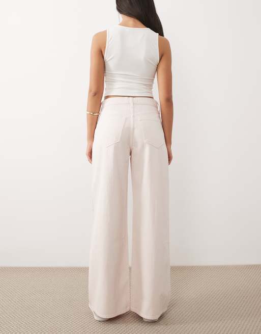 Abercrombie & Fitch - Jean large à taille haute - Rose clair, 2 de 5