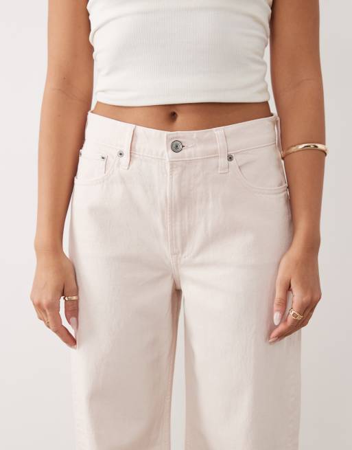 Abercrombie & Fitch - Jean large à taille haute - Rose clair, 5 de 5