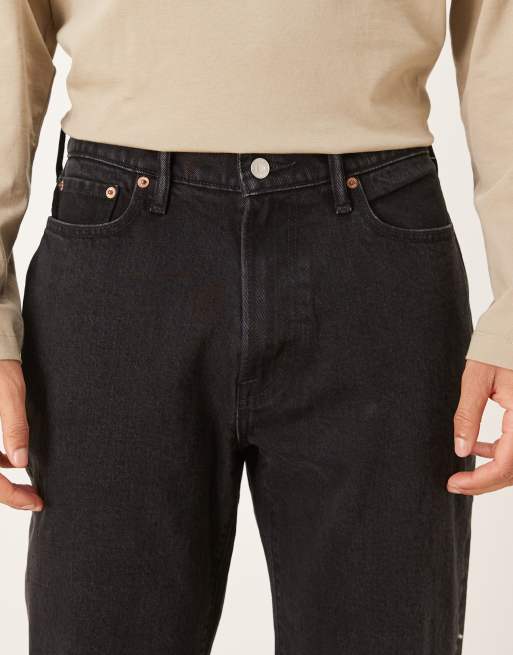 Abercrombie & Fitch - Jeans ampi neri sportivi elasticizzati, 5 di 5