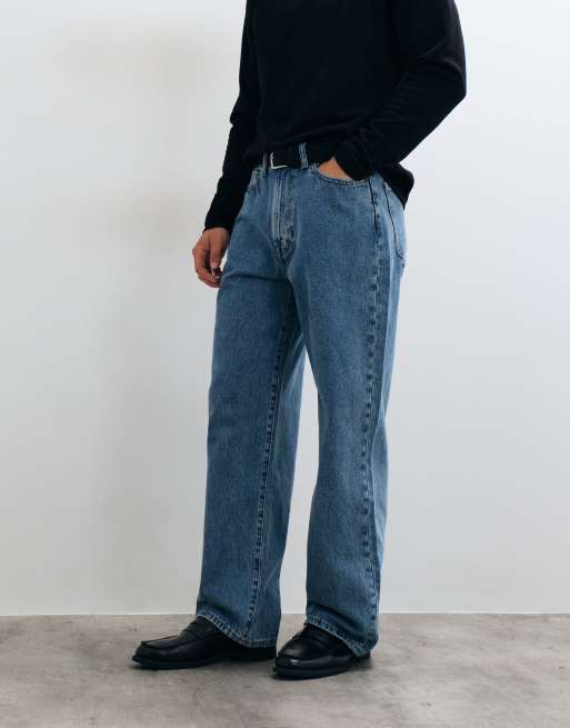 Abercrombie & Fitch jeans baggy lavaggio blu medio, 3 di 5