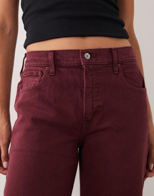 Abercrombie & Fitch - Jeans comodi dritti anni '90 bordeaux, 5 di 5