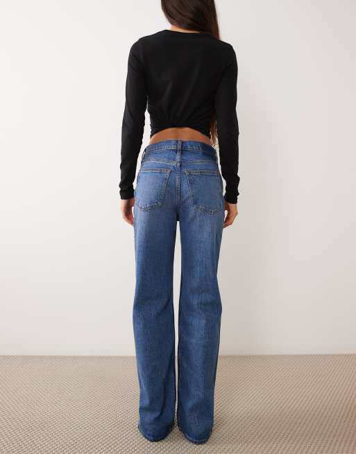 Abercrombie & Fitch - Jeans comodi dritti stile anni '90 blu medio, 5 di 5