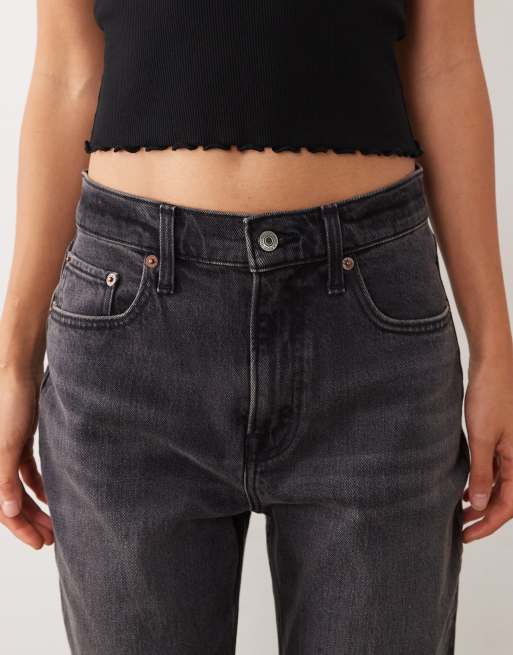 Abercrombie & Fitch - Jeans comodi dritti stile anni '90 nero slavato, 4 di 5