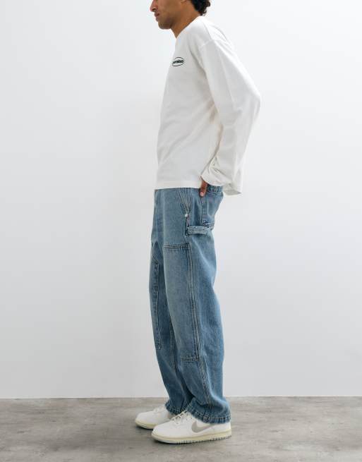 Abercrombie & Fitch jeans da lavoro comodi lavaggio blu medio, 2 di 10