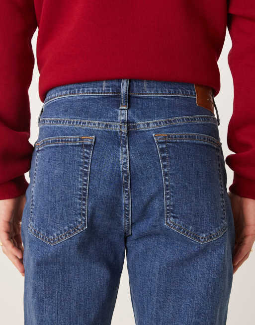 Abercrombie & Fitch - Jeans dritti athletic fit lavaggio blu medio, 4 di 5