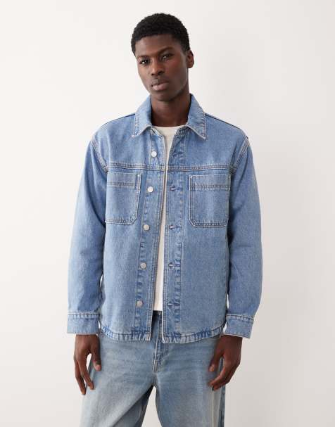 Abercrombie & Fitch – Jeans-Hemdjacke in mittelblauer Waschung - view 1