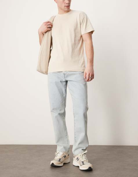 Abercrombie & Fitch - Jeans med lige ben i afbleget blå vask - view 1