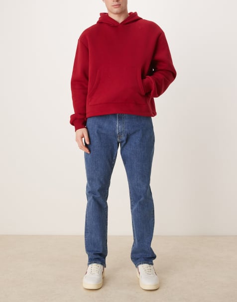 Abercrombie & Fitch - Jeans met rechte, atletische pasvorm in mid-wash blauw - view 1
