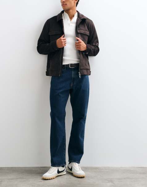 Abercrombie & Fitch jeansy straight fit ze stretchem w odcieniu indygo - view 1