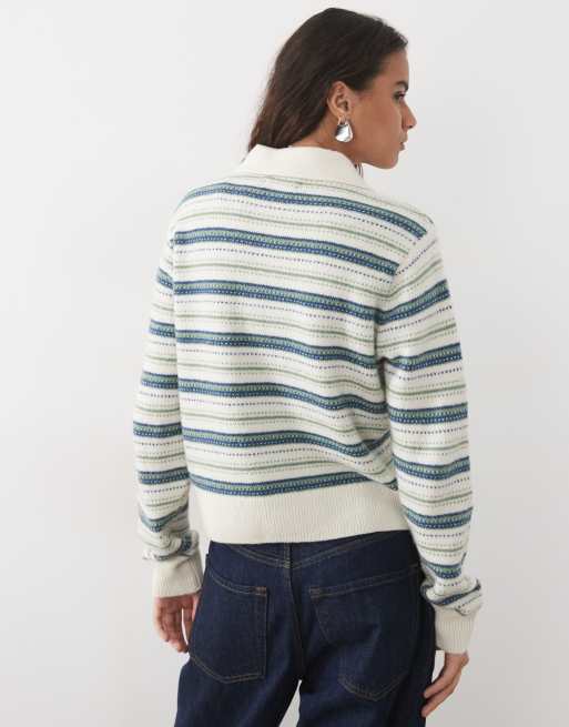 Abercrombie & Fitch jersey con cuello de pico de rombos multicolor, 3 de 4