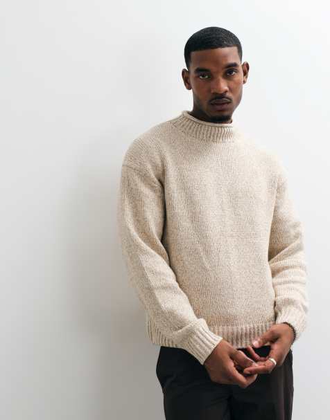 Abercrombie & Fitch jersey de punto con cuello vuelto en crema - view 1