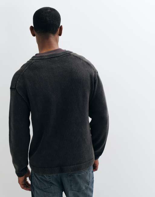 Abercrombie & Fitch jersey de punto henley gris lavado, 5 de 5