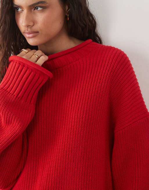 Abercrombie & Fitch - jersey holgado de punto en rojo, 3 de 4
