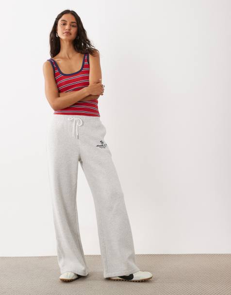 Abercrombie & Fitch jogger met hoge taille en wijde pijpen in lichtgrijs - view 1