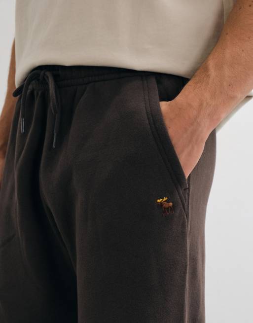 Abercrombie & Fitch joggers a gamba dritta con logo iconico, marroni, 2 di 5