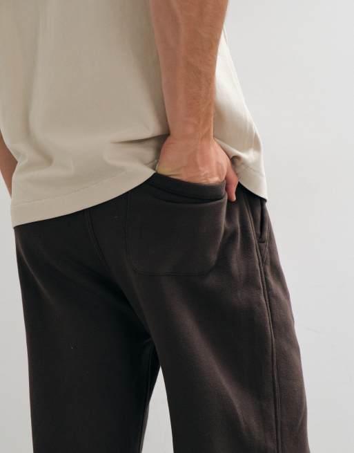 Abercrombie & Fitch joggers a gamba dritta con logo iconico, marroni, 4 di 5