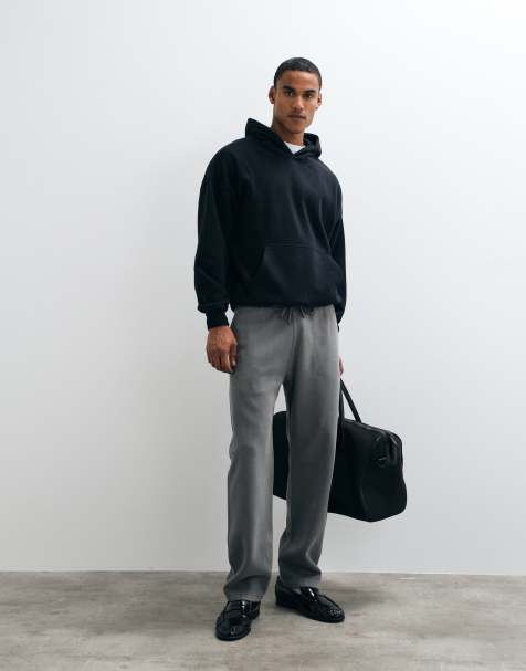 Abercrombie & Fitch joggers a gamba dritta in grigio slavato - view 1