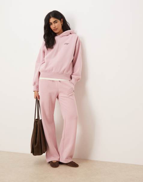 Abercrombie & Fitch - Joggers comodi a vita alta rosa con logo laterale in coordinato - view 1