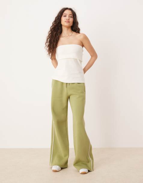 Abercrombie & Fitch - Joggers verde salvia a fondo ampio e vita medio alta - view 1