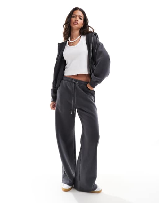 Abercrombie & Fitch – Jogginghose in Dunkelgrau mit weitem Bein, Kombiteil