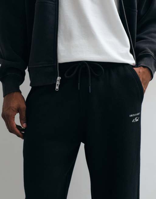 Abercrombie & Fitch Jogginghose mit offenem Saum in Schwarz, 3 von 5