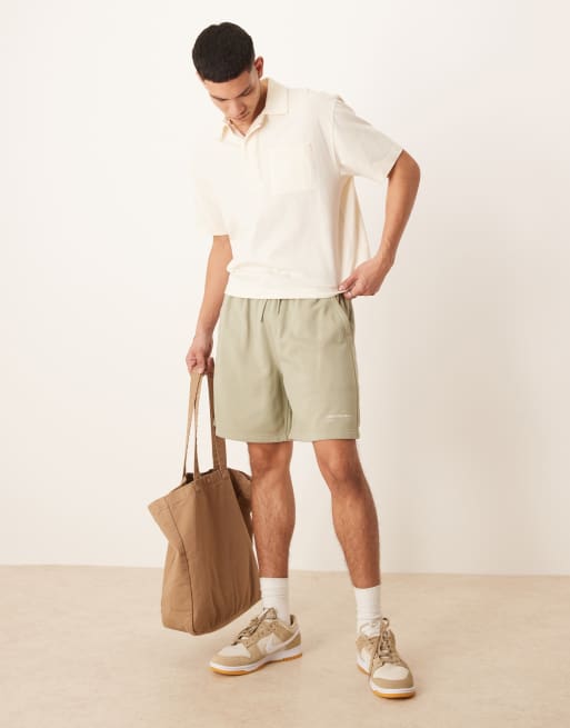 Abercrombie & Fitch - Joggingshort van badstof met trekkoord in groen