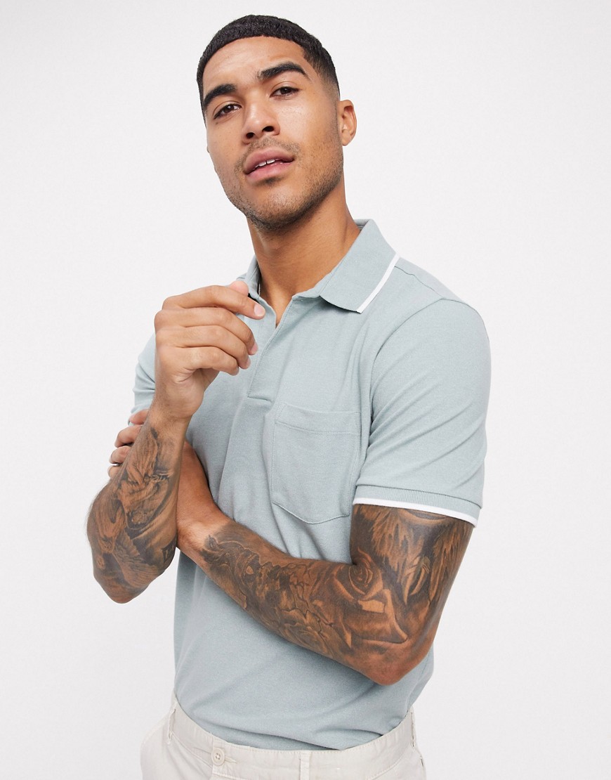 Abercrombie & Fitch johnny color pique polo in grey
