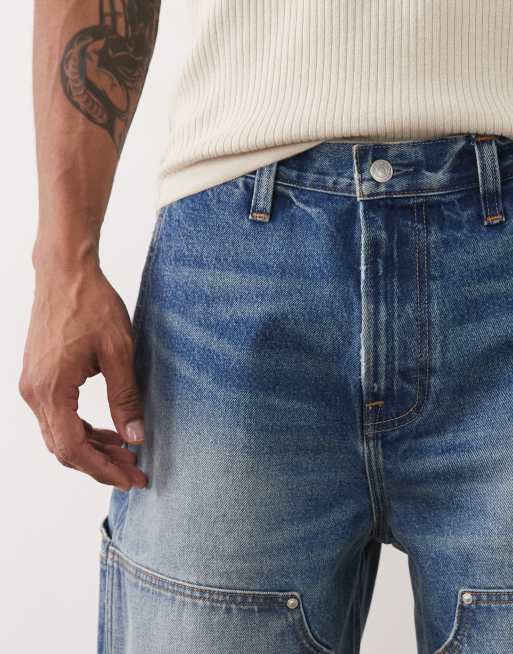 Abercrombie & Fitch - Jorts ampi in denim blu indaco, 5 di 5