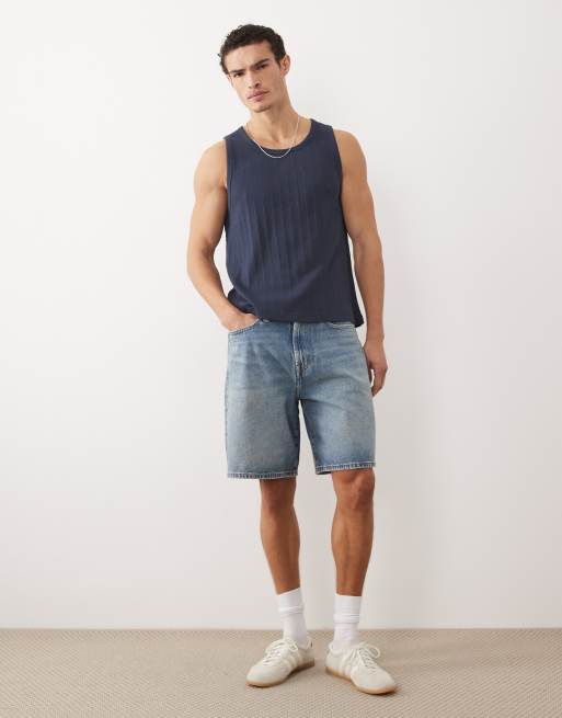 Abercrombie & Fitch - Jorts ampi lavaggio blu medio, 2 di 5