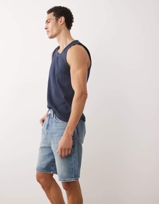 Abercrombie & Fitch - Jorts ampi lavaggio blu medio, 3 di 5