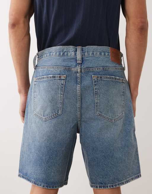 Abercrombie & Fitch - Jorts ampi lavaggio blu medio, 4 di 5