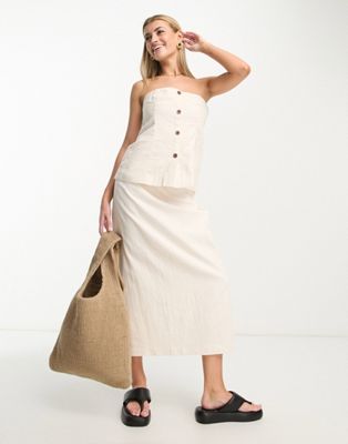 Abercrombie & Fitch co-ord linen midaxi skirt in cream  - ASOS Price Checker