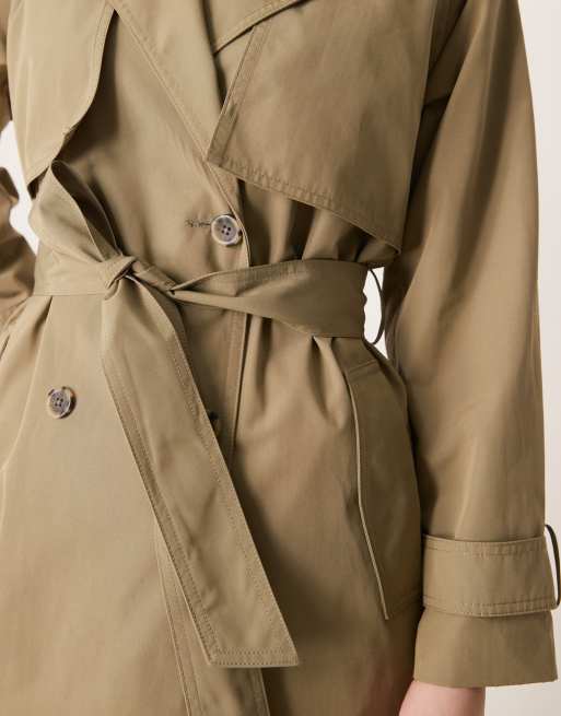 Abercrombie & Fitch – Kakifärgad trenchcoat i lång modell, 4 av 4