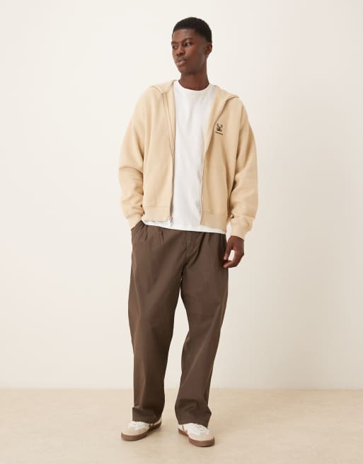 Abercrombie & Fitch – Kapuzenjacke in Beige mit Logo auf der Brust, 2 von 5