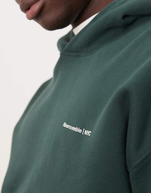 Abercrombie & Fitch – Kapuzenpullover in Dunkelgrün mit zeitlosem Logo, Kombiteil, 3 von 4