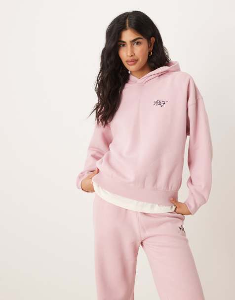 Abercrombie & Fitch – Kapuzenpullover in Rosa mit Logo auf der Brust, Kombiteil - view 1