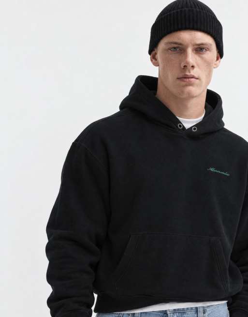 Abercrombie & Fitch Kapuzenpullover mit Schriftzug-Logo in Schwarz, 7 von 9