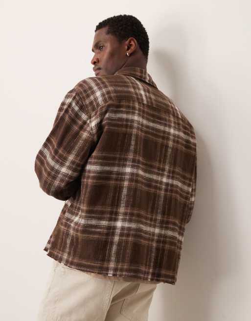 Hemdjacke Flanell Jacke Braun Herren Hemd Jacke Sherpa Gefütterte