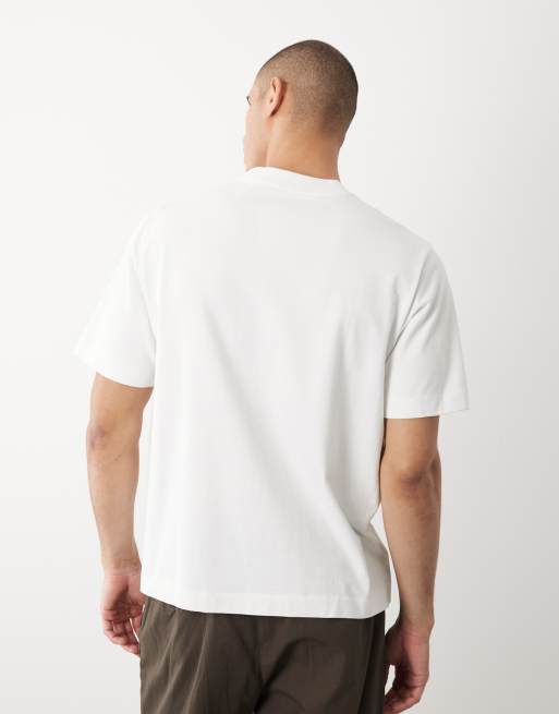 Abercrombie & Fitch – Kastiges, kurzärmliges T-Shirt in Weiß mit kursivem Logo, 5 von 5