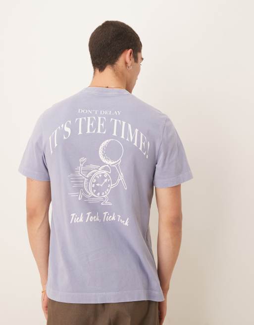 Abercrombie & Fitch - Klassiek T-shirt met motiefprint op de achterkant in blauw