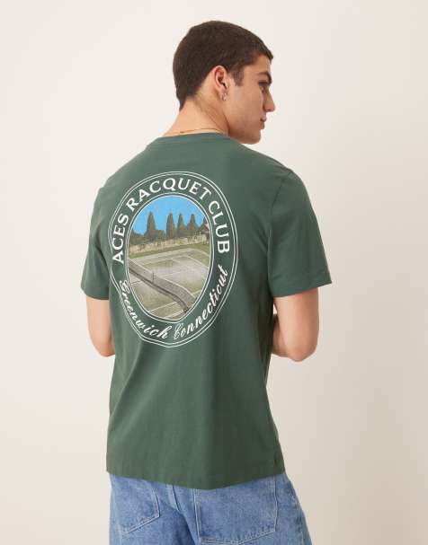 Abercrombie & Fitch - Klassiek T-shirt met tennisprint op de achterkant in grijs - view 1