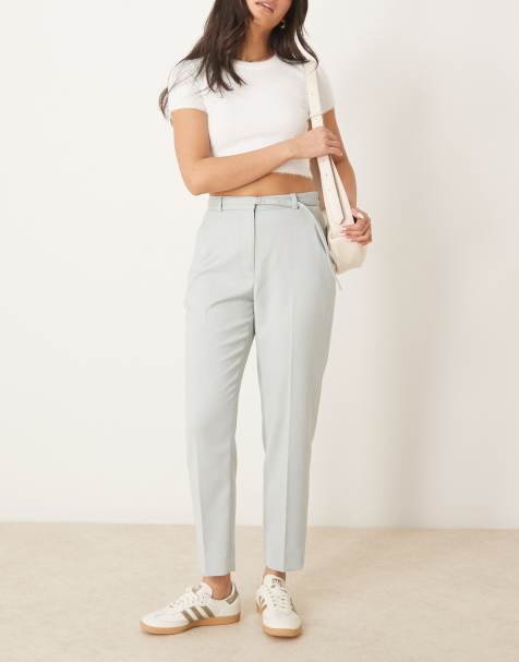 Abercrombie & Fitch – Klassische Zigarettenhose in Grau mit hohem Bund - view 1