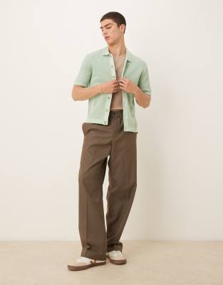 Abercrombie & Fitch Knit Crochet Shirt In Green