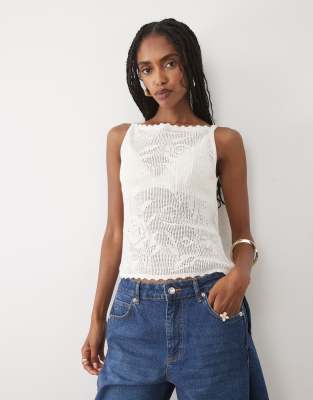 Abercrombie & Fitch Knit Sleeveless Top In White