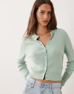 Abercrombie & Fitch Knit Micro Cardigan In Green